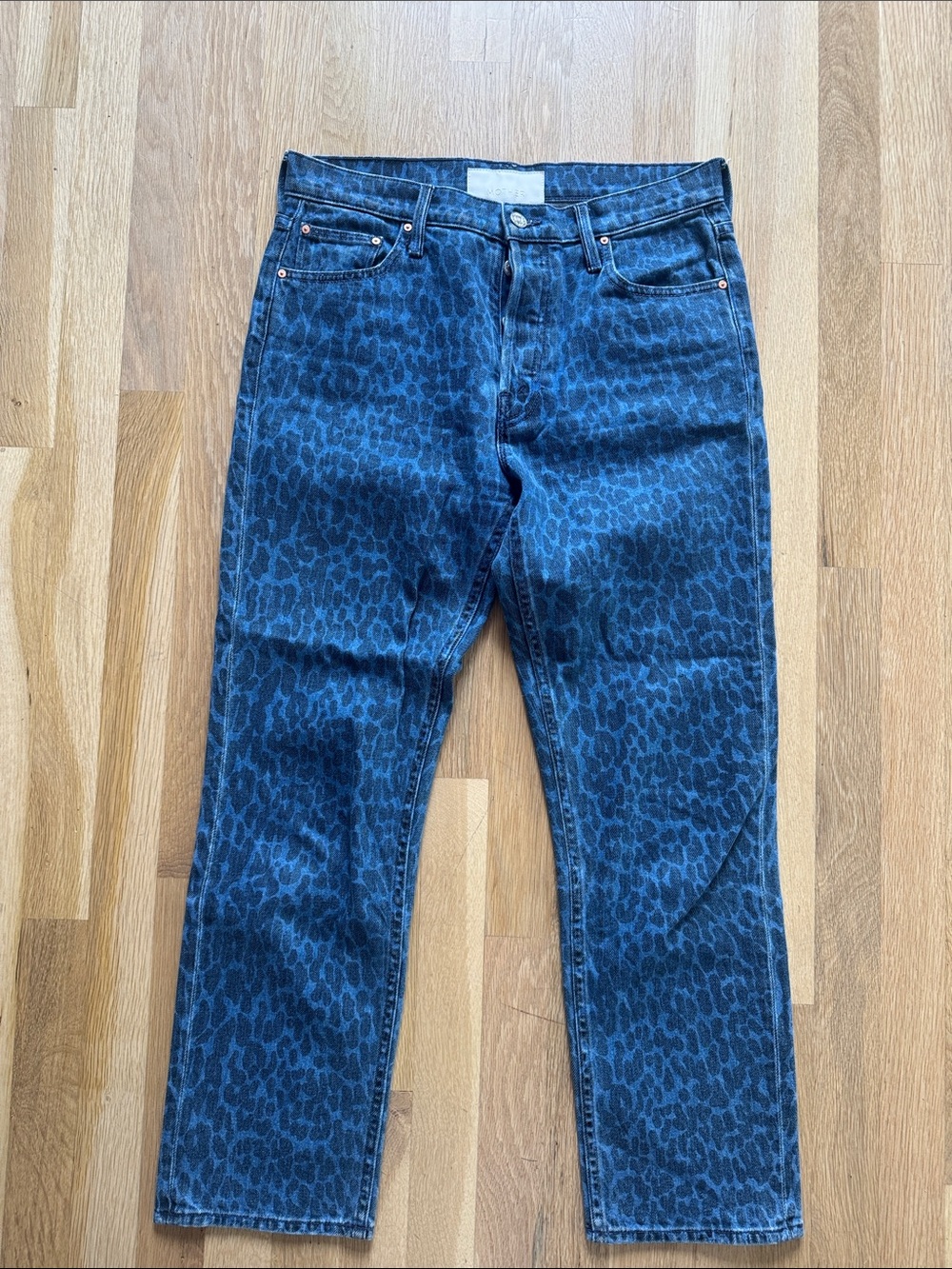 MOTHER Leopard Print Denim Jeans/The Tom Cat Ankle